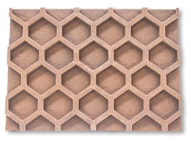 A wooden hex plate 3D printed with the Armadillo Green printer